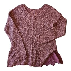 Altar'd State Mauve Knit Sweater S Ruffle Hem Cozy Boho Textured